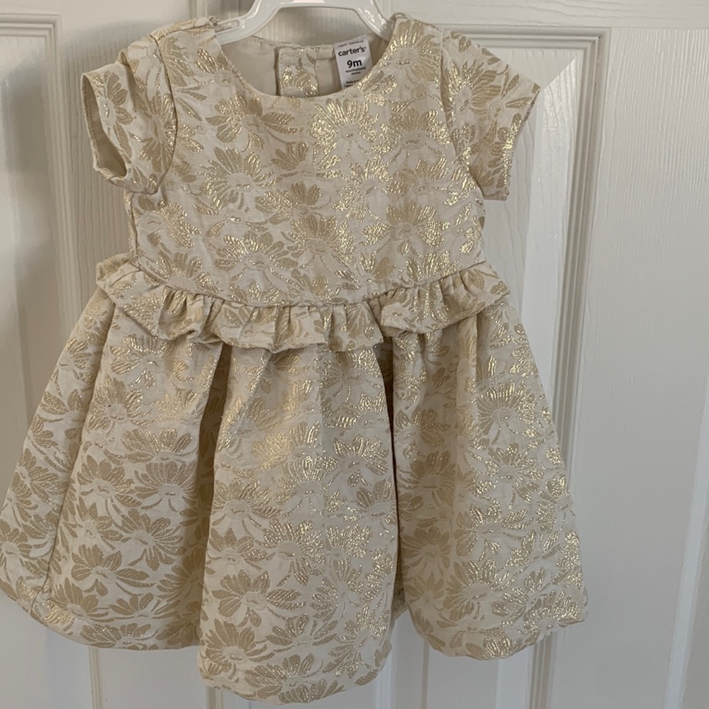 9 months Gold and Cream Easter Floral Dress by Carter’s